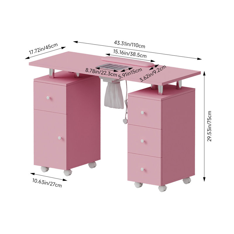 MDF；Particleboard Makeup Organiser, Pink