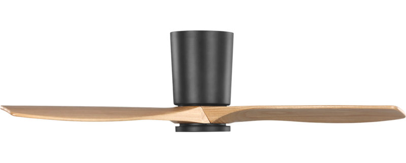 Seyra Smart Hugger LED Ceiling Fan, Natural Honey, 44" Wide, Midnight Black