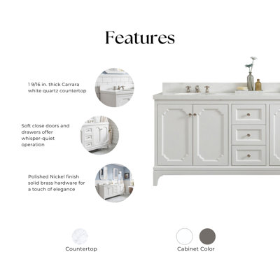 Meuble-lavabo de comptoir en quartz 72 po avec robinet Bernardo Bernardo