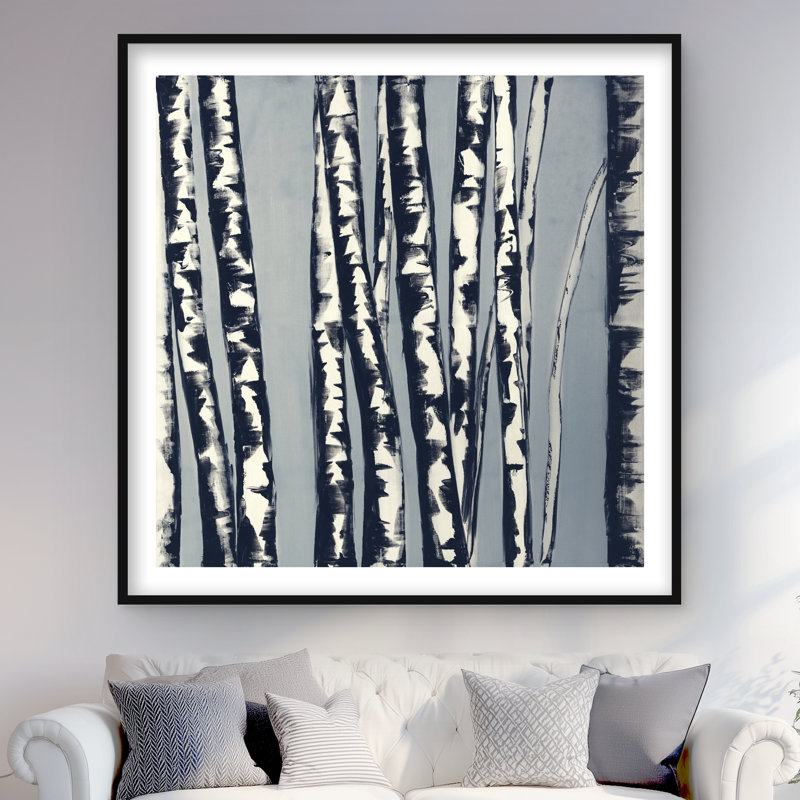 «Abstract Birch Forest - Contemporary Landscape», reproduction encadrée