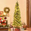 Arbre de Noël artificiel 7,5 pi avec lumières réalistes, 350 lumières DEL, pommes de pin, baies rouges et 1075 pointes