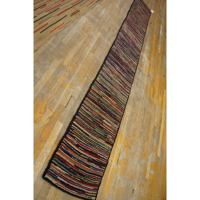 Antique American Hooked Usa Allover Geometric Rug