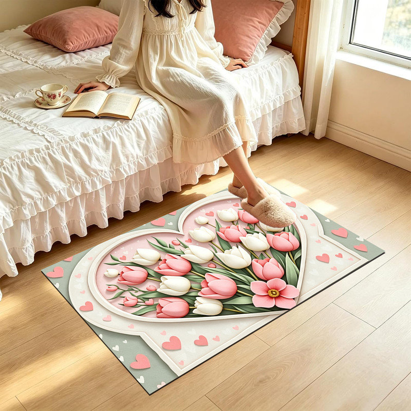 Tapis d'entrée extérieur antidérapant JYK, 24 po x 36 po, entrée florale tulipe, Entrée florale tulipe, 24 po x 36 po