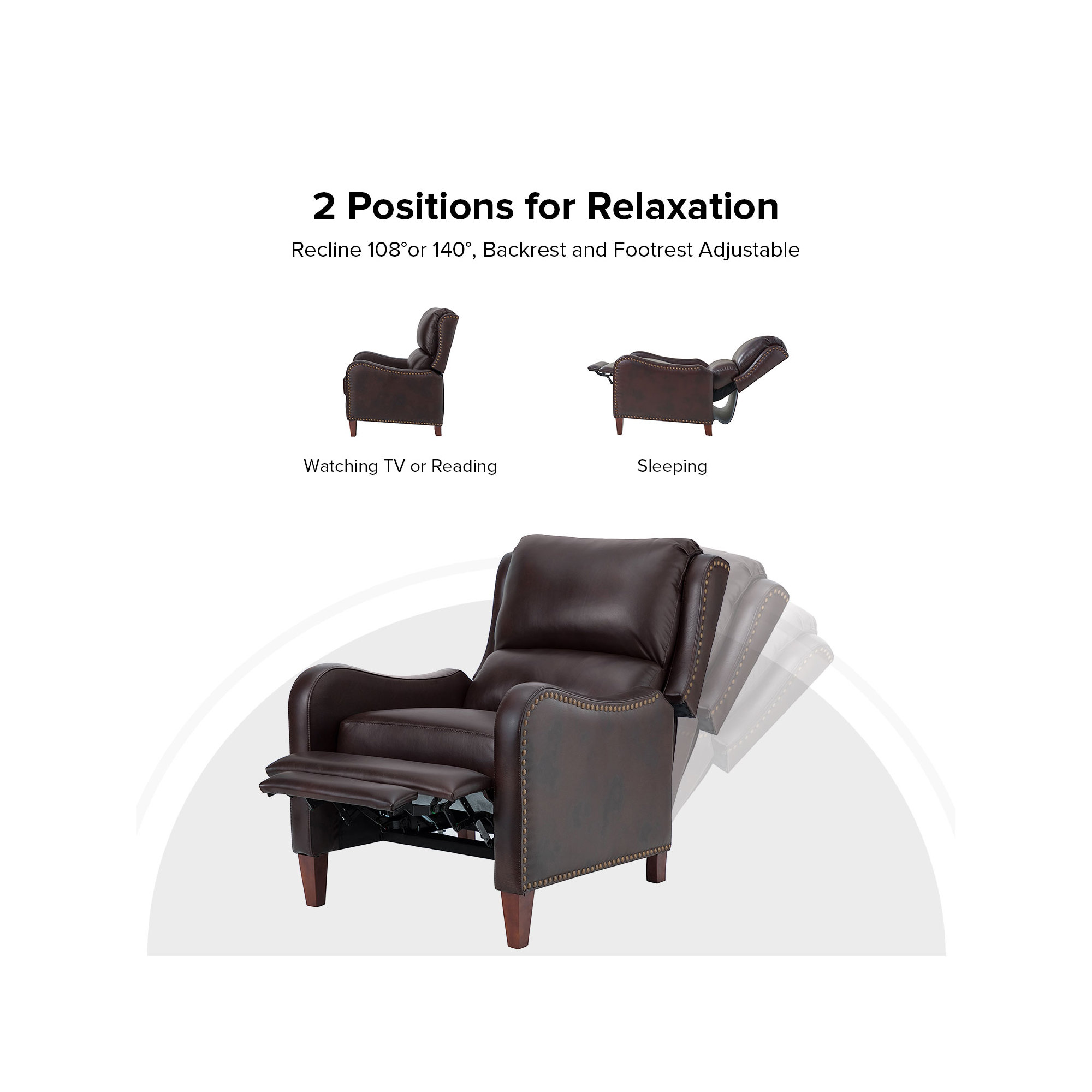 Beecher 28.75" Wide Genuine Leather Manual Club Recliner, Espresso Genuine Leather