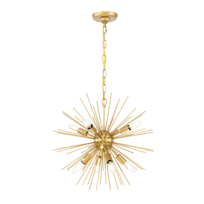 Sumler 8-Light Dimmable Sputnik Sphere Chandelier, 18" H x 20" W x 20" D, Brass