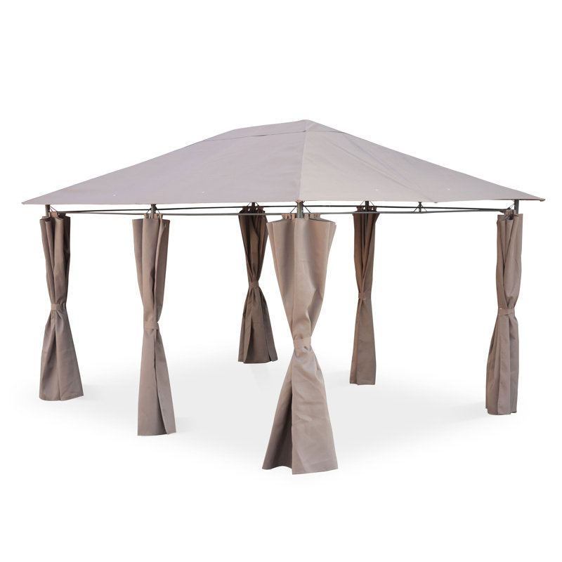 Phirun 3.9m x 2.9m Steel Patio Gazebo, Beige Brown