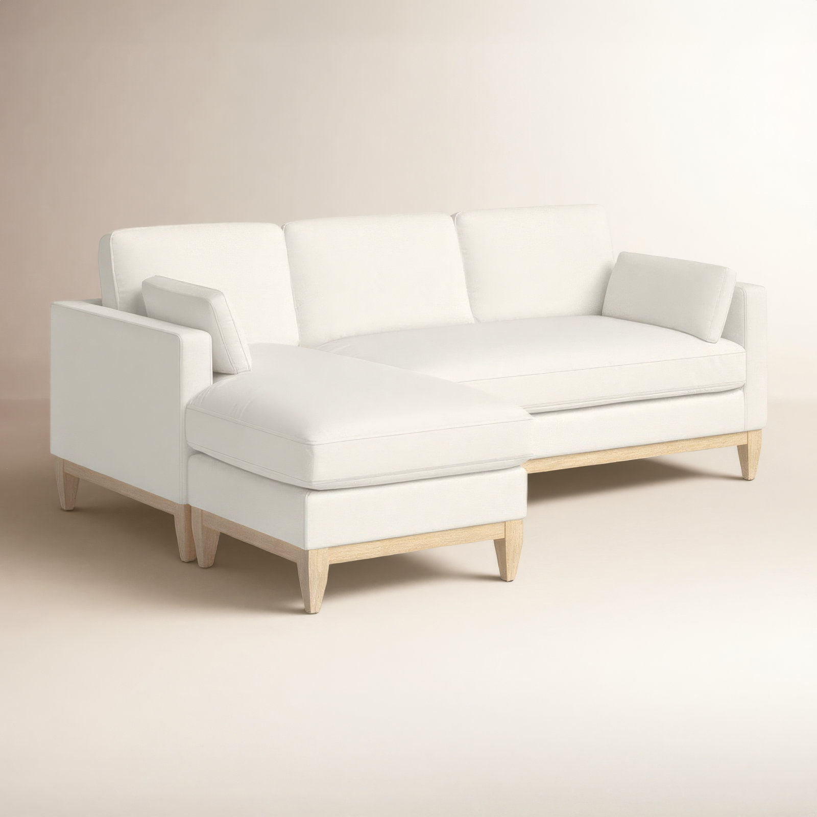 Pera Velvet Modular Sofa and Chaise, French Beige Velvet