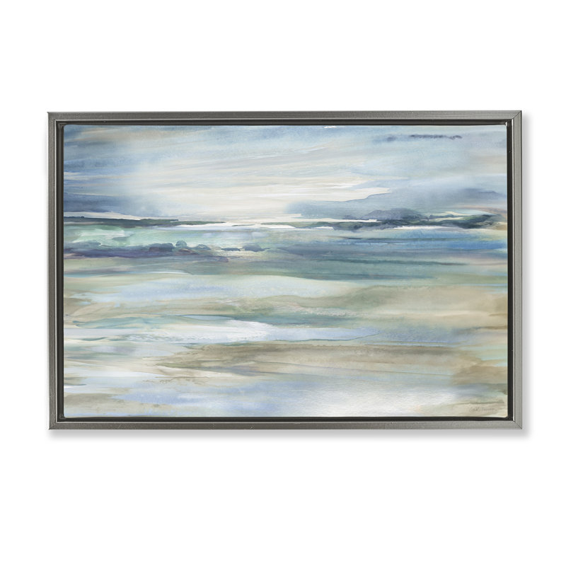 Cadre flottant dégradé Ocean Waves, design par Carol Robinson, H 21 po x l 31 po, Cadre flottant gris lustré