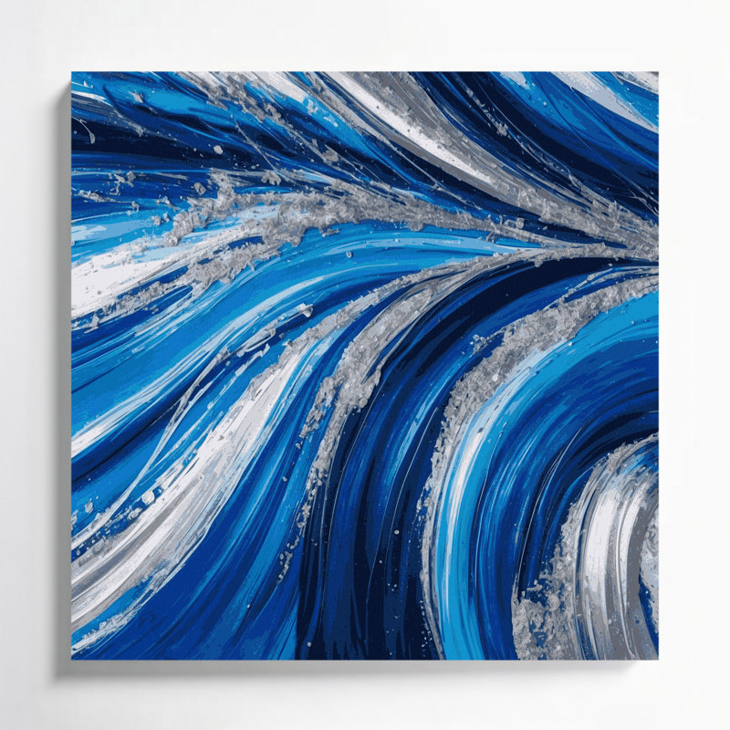 «Lyrical Abstraction 88», art mural sur toile bleue, H 32 po x l 32 po