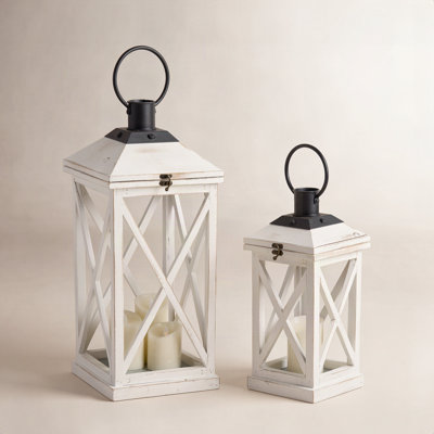 Wood Metal Lantern Candle Holder
