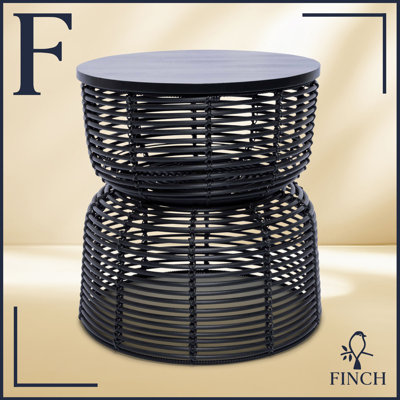 Finch Wyred Hourglass Side Table, Storage or Nightstand, With Removable Lid, Modern Boho Style by Finch