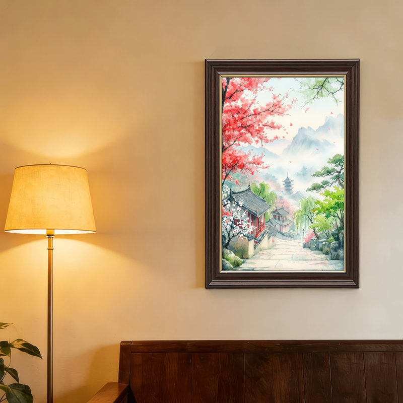 Antique Gold Framed，Canvas Wall Art for Living Room, Bedroom, Office or Entryway – Decorative Wall Decor with Cherry Blossom