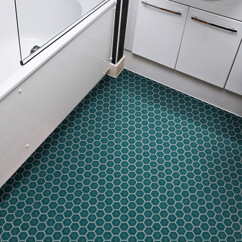 Tribeca 2" Hex Glossy 11-1/8 " x 12-5/8 " Porcelain Mosaic Floor & Wall Tile, Jade