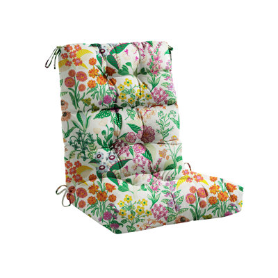 Outdoor High Back Chair Cushions, 21" X 4" Tufted Adirondack Chair Cushions, Water Resistant Patterned Patio Furniture Cushions With Multiple Color For Garden Rocking Chair,Floral