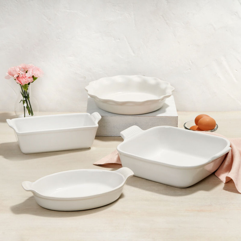 Le Creuset Heritage Stoneware 4 Piece Bakeware Set, Oyster
