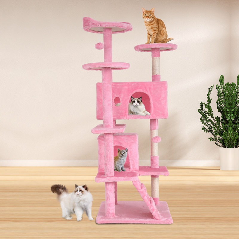 Arbre à chat 54 po Chatrin, H 54 po x l 19,3 po x P 19,3 po, Rose