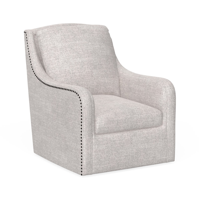 Darayl Upholstered Swivel Armchair, Cream Polyester