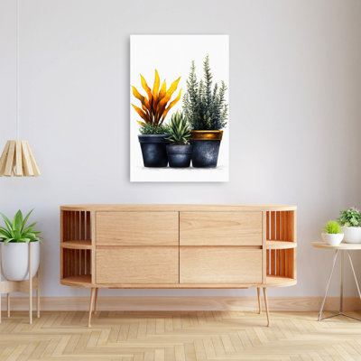«Vibrant Pots Plants Vibrant Abstract Succulent Landscape Nature», reproduction d'art murale