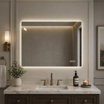 Miroir de salle de bain 24 * 32 pouces avec lumières à DEL avant et rétro-éclairé, miroirs de salle de bain anti-buée pour montage mural, 3 couleurs et 5 niveaux d'intensité variable