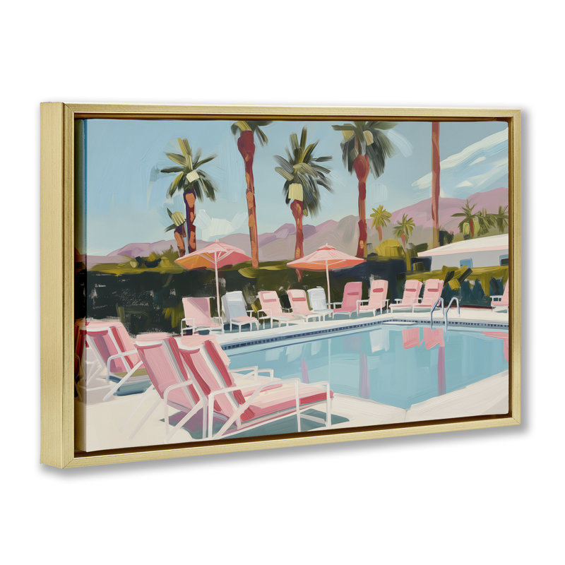 Toile flottante encadrée Palm Springs par Arlington Prints, H 17 po x l 25 po, Cadre flottant métallique doré