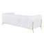 Banc en cuir blanc avec pieds en acier inoxydable et coussin en mousse 3 couches de bois franc séché au four