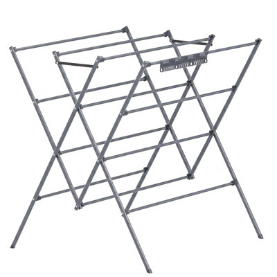 Space-Saving Foldable Stainless Steel Clothes Drying Rack with Sock Clips