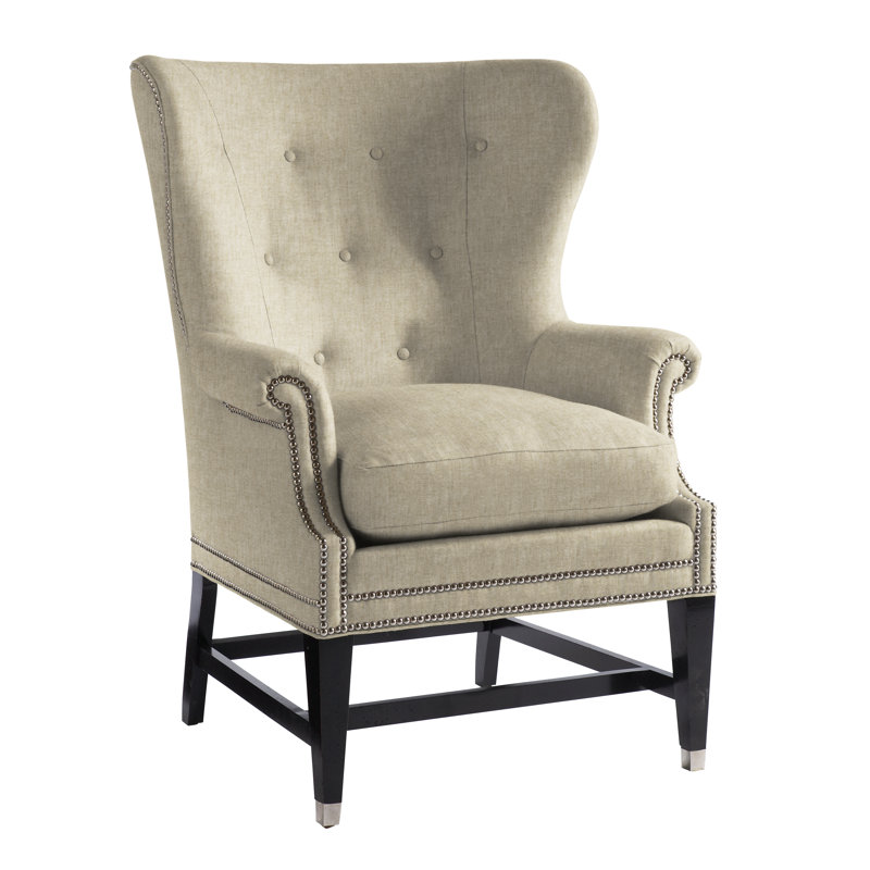 Fauteuil à oreilles en lin de 31 po de large Farrington, Crème de palme