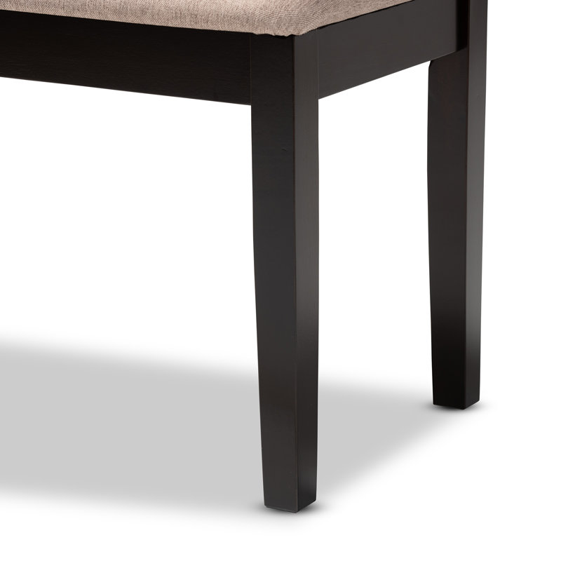 Stu Polyester Upholstered Bench, Sand, Black