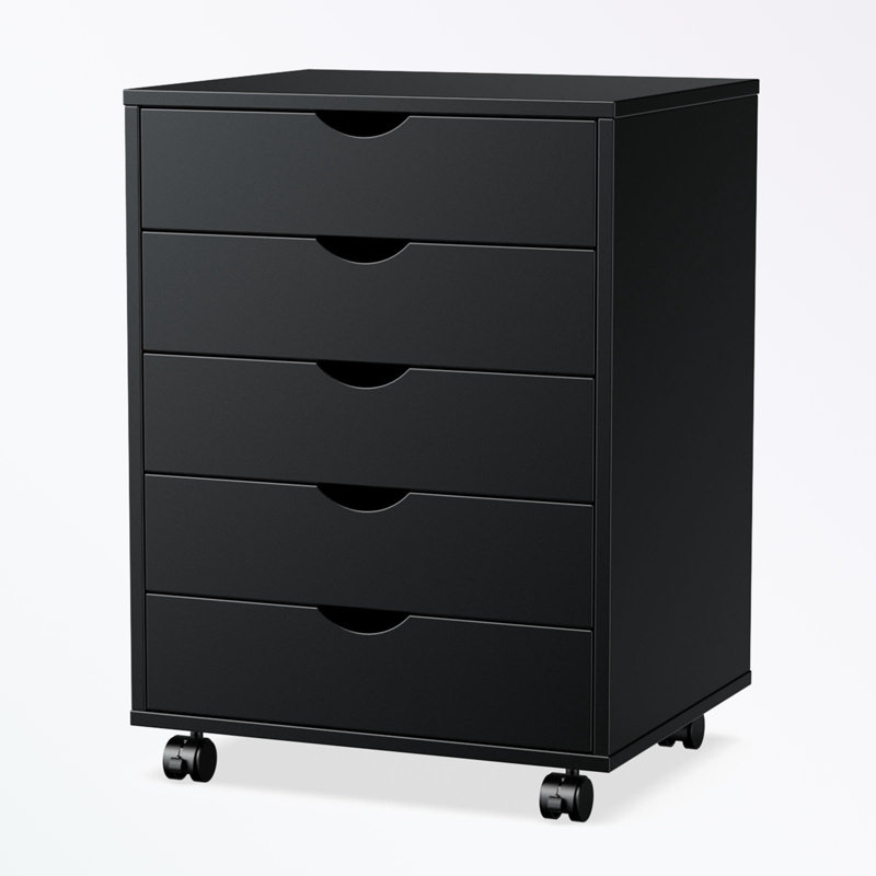 18'' Wide 5 -Drawer Mobile File Cabinet, Black