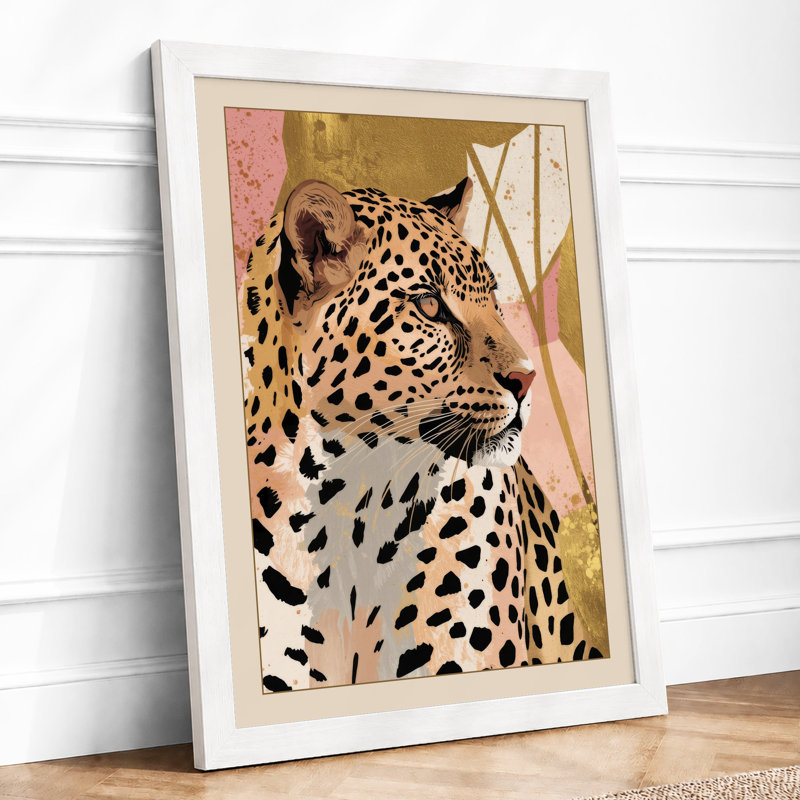 Leopard in Botanica Boho - Framed Print, A1 - 84.1 x 59.4 cm, White