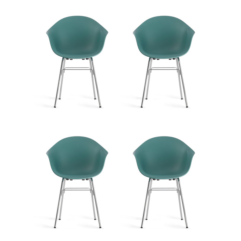 TA Armchair (Set of 4), Ocean Blue/Chrome