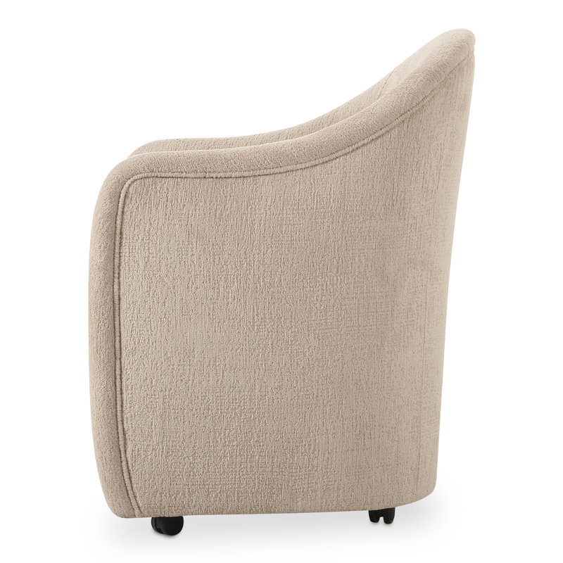 Denice Rolling Dining Arm Chair, Beige Performance Chenille