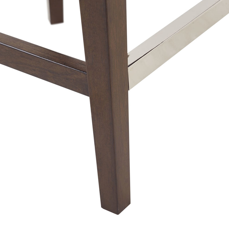 Tabouret de comptoir pivotant à 360 degrés avec revêtement en crème et pieds en bois massif - métal pivotant de style transitionnel, résistance