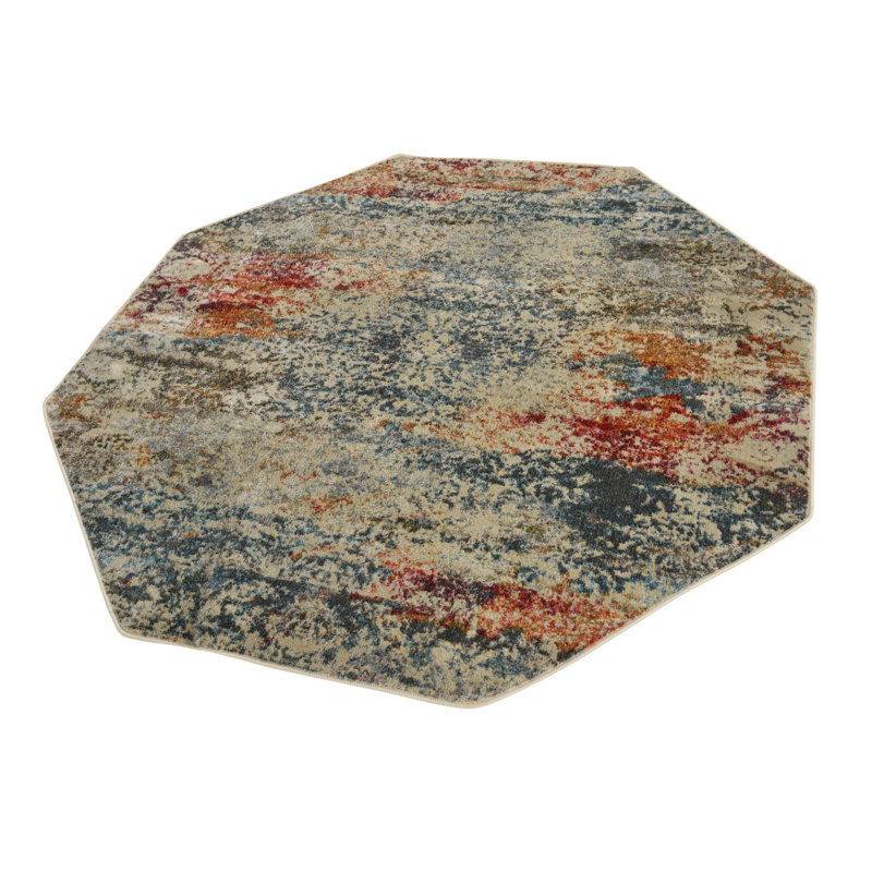 Contemporary Mulvihill Area Rug Creme Color, Octagon 8'2"
