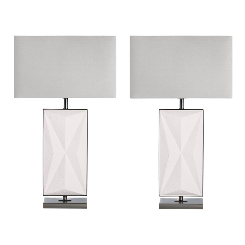 30.5" Resin Table Lamp With Gray Shade