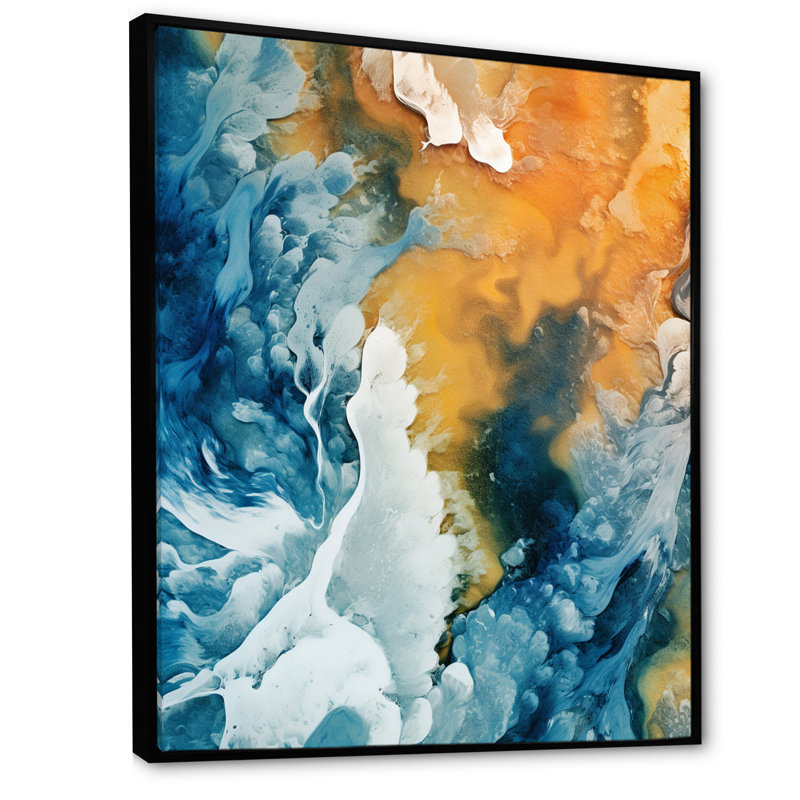 Vue aérienne du paysage de glacier Artic - impression sur toile Glacier, H 40 po x l 30 po x P 1,5 po, Cadre flottant noir