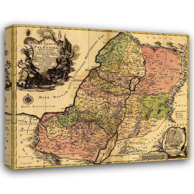 Art rétro sur toile tendue avec cartes: Israël sous le règne des rois et des douze tribus 62316