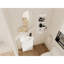 Meuble-lavabo compact autoportant avec rangement moderne, blanc brillant