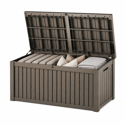150 Gallon Extra-Large Deck Box with Hydraulic-Assisted Lid & Lockable Design