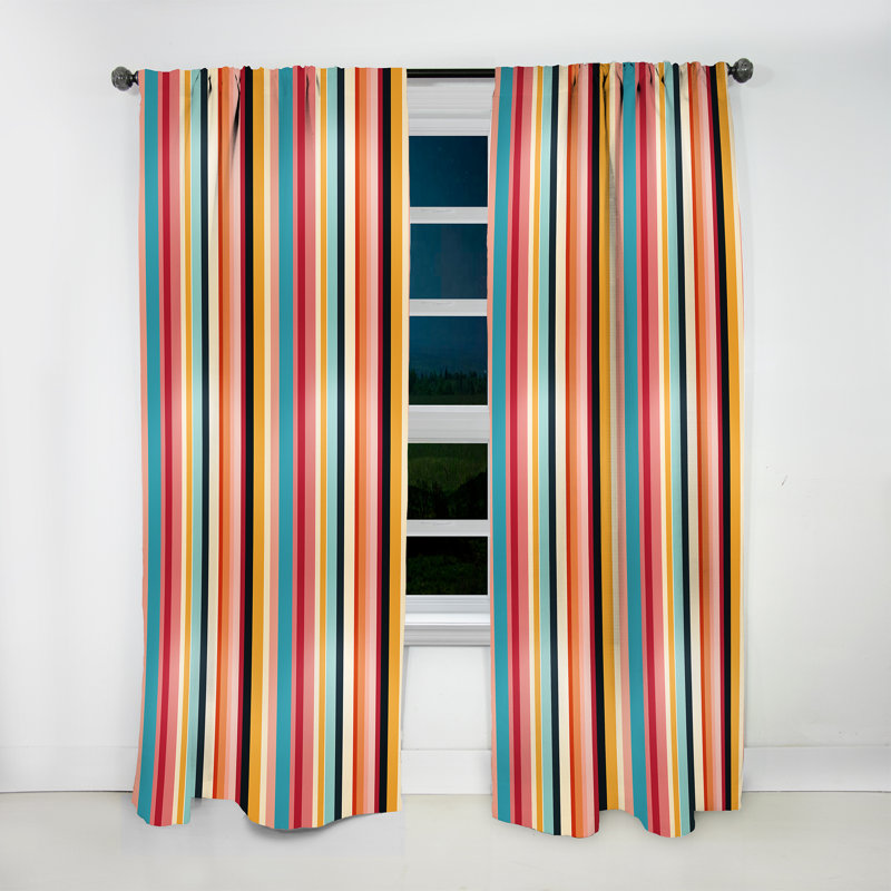 Motif rayé Mid-Century pastel - Rideau rayé - Velours obscurcissant - 1 panneau, L 52 po x L 84 po
