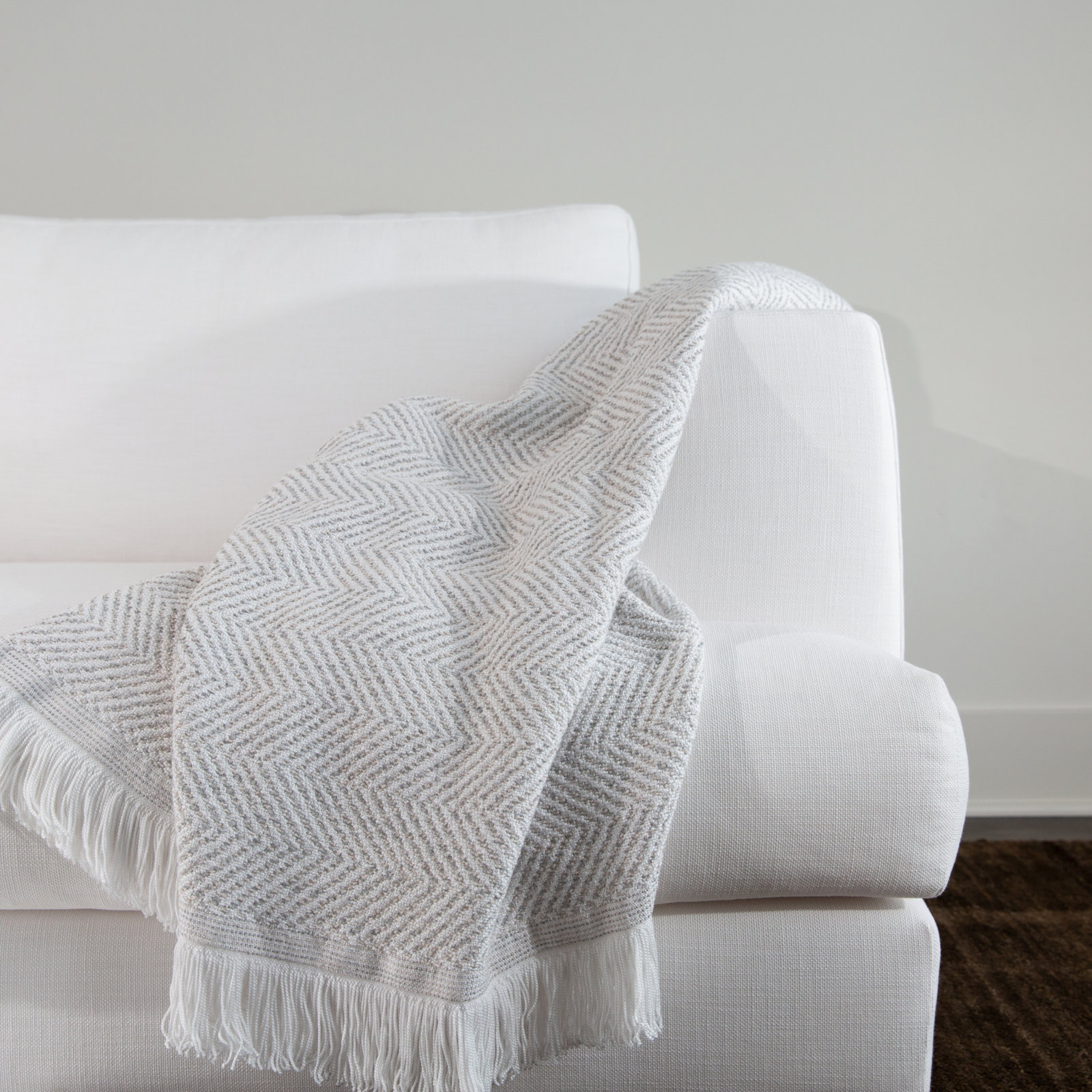 Sunbrella Eakins Throw Blanket, Cloud