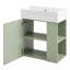 Meuble-lavabo de salle de bain avec lavabo en céramique, porte, tablettes-953635847