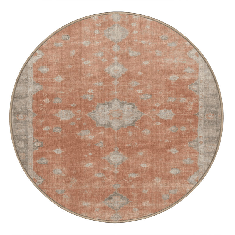 Tapis brun lavable à la machine, Rond 4 pi
