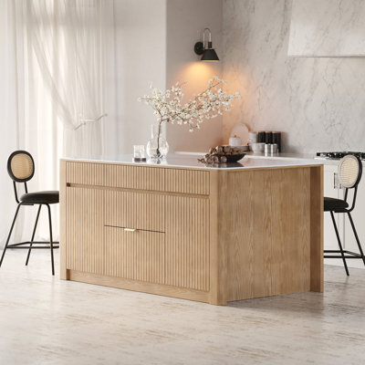 Îlot de cuisine en bois massif 72 po