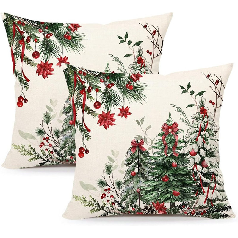 Coussins décoratifs de Noël 18 x 18 pouces, ensemble de 2 housses de coussin décoratives de Noël pour Noël