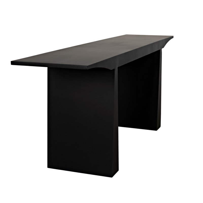 Black Metal and Wood 78'' Industrial Console Table