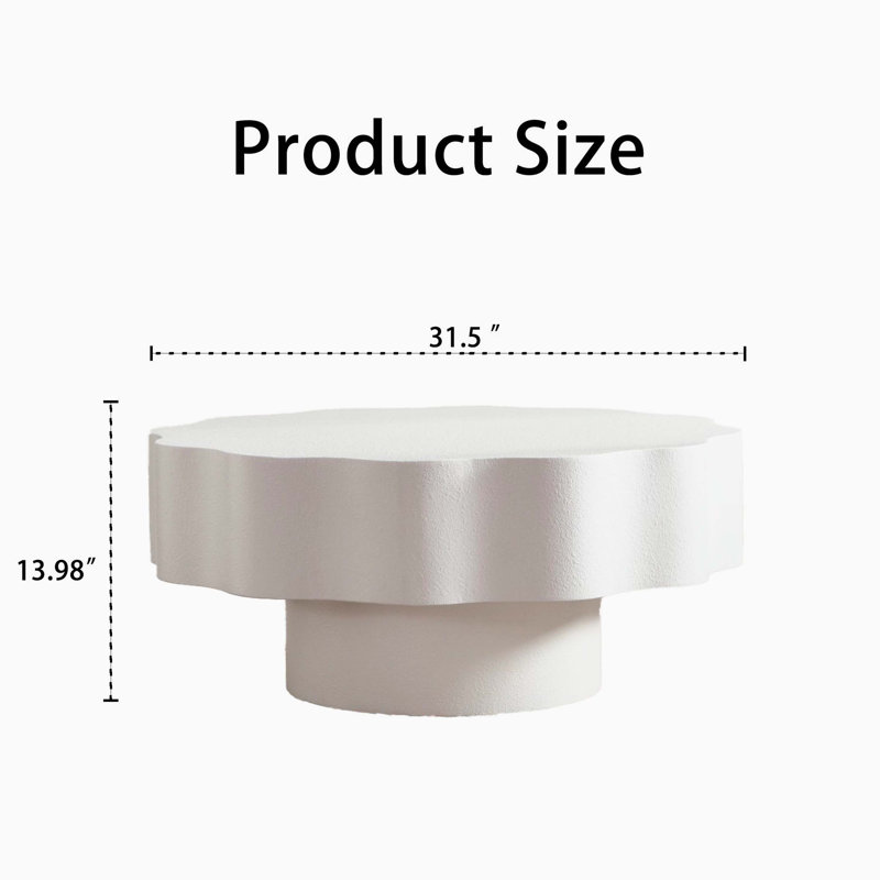 Table basse festonnée: forme unique à bord ondulé, pièce centrale élégante pour les espaces élégants., Cream White