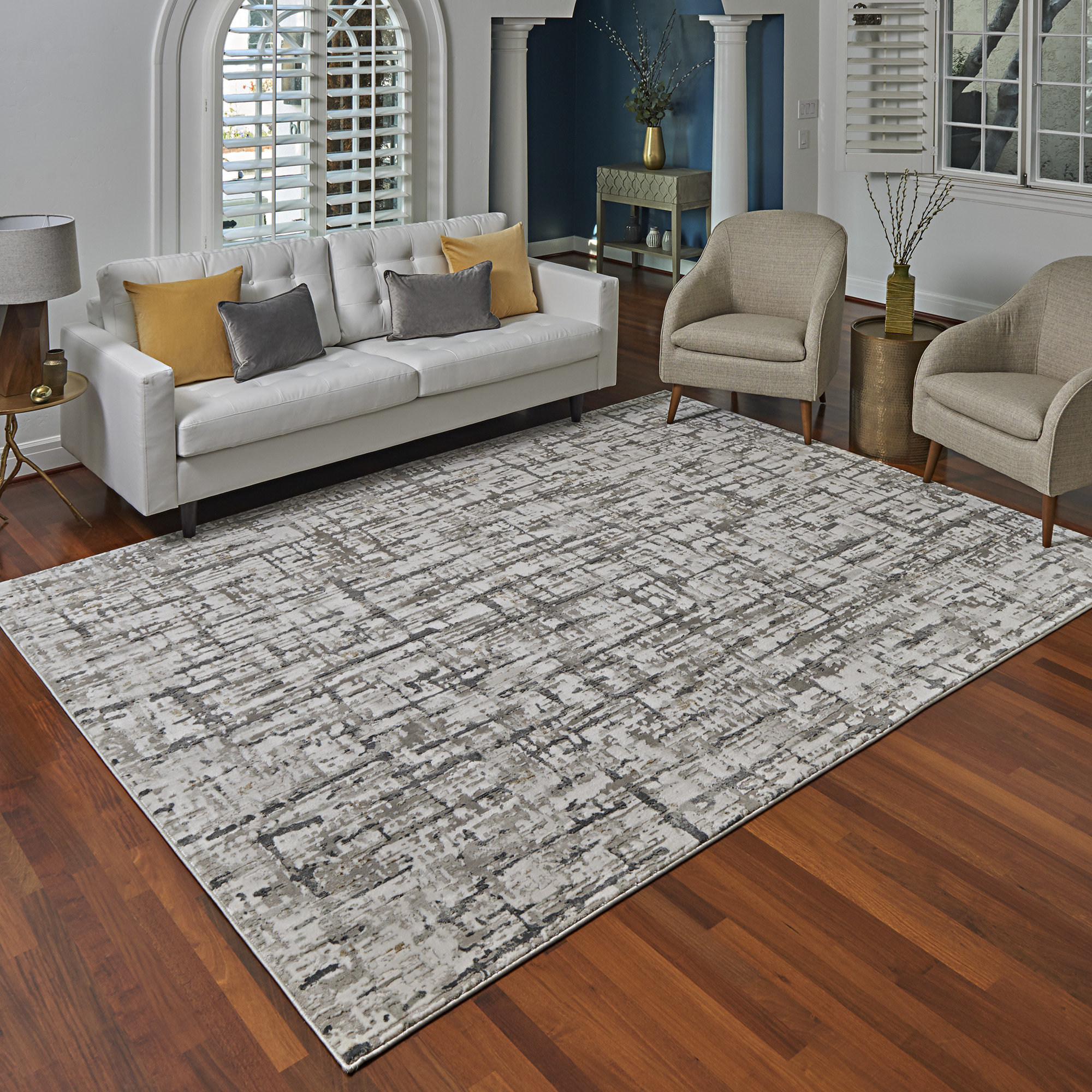 Gertmenian Quattro Lhasa Gray/Black Modern Abstract HighLow Area Rug