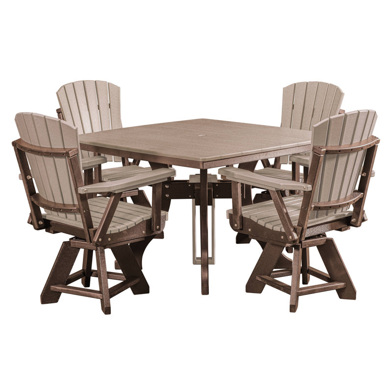 Ensemble repas d'extérieur carré 4 personnes L 44 po Alyxzander, Brun / brun clair