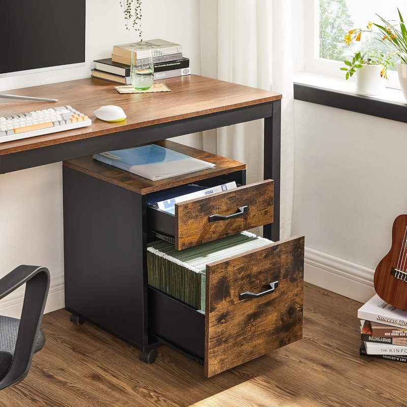 Mobile File Cabinet With 2 Drawers And Wheels, Printer Stand For Home Office, Organizer For A4 And Letter Sized Documents, Hanging File Folders